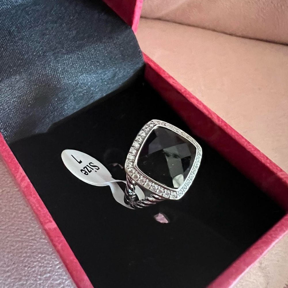 18kt gold plated black gem ring